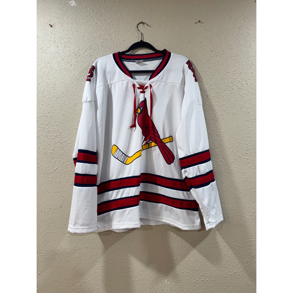 St Louis Cardinals Hockey Jersey Fox Sports Midwest White Red MenXL STL Baseball